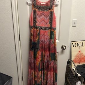 Anthropologie Pink Multicolor Bohemian Maxi Dress